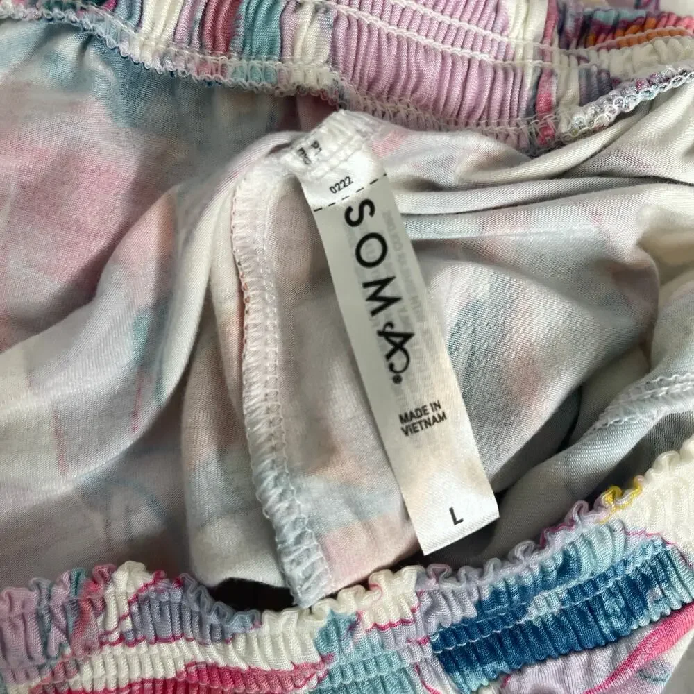 Soma Lounge Pajama Pants Women’s L Soft Stretch Floral Vibrant Multicolor Pastel - Picture 10 of 11